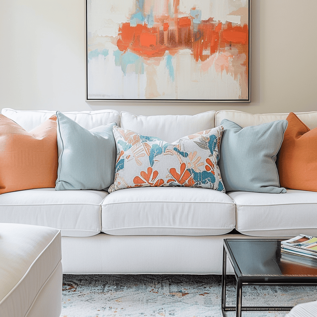 colorful pillows on couch