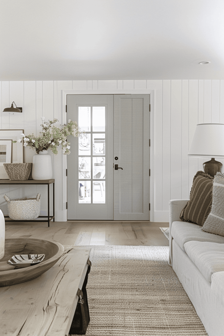 how to decorate a living room with front door in the middle