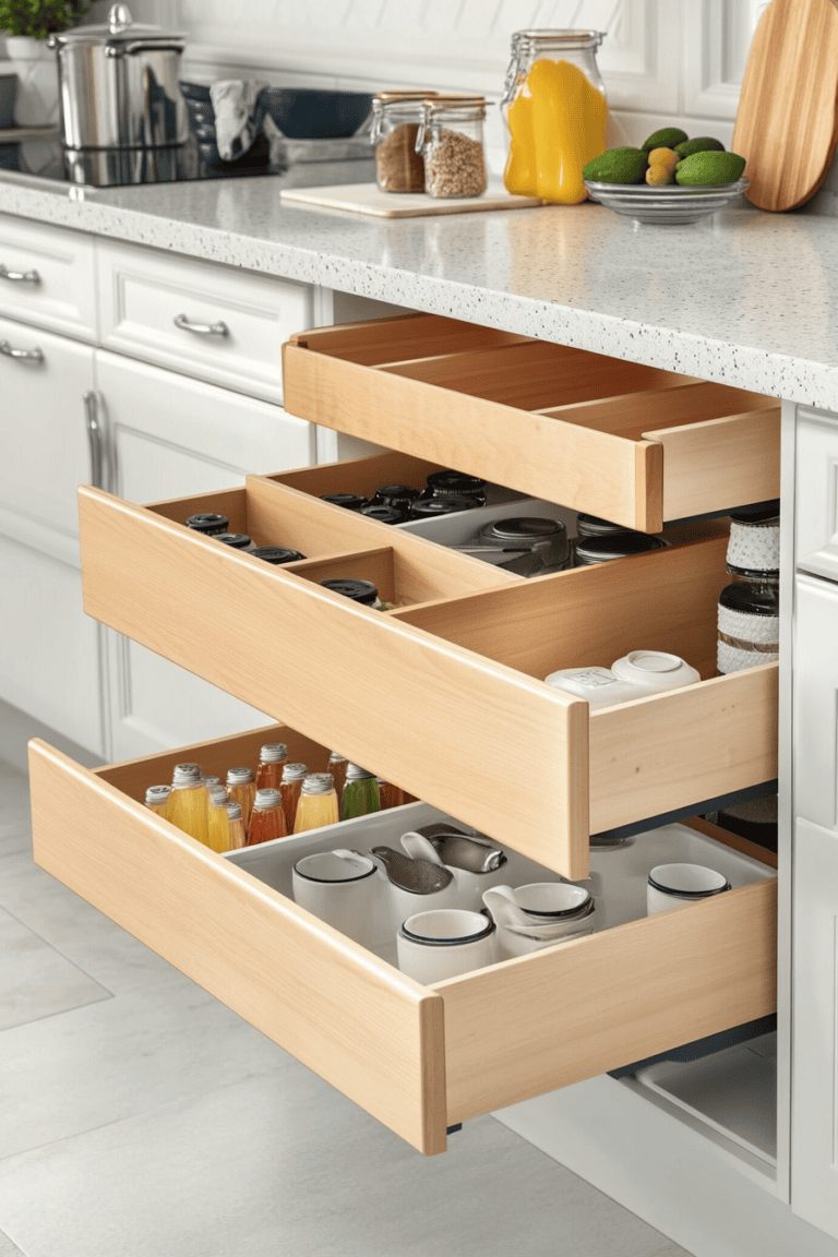 how to organize deep kitchen drawers